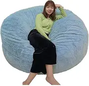 Giant Bean Sack Cover (No Filler) Fuzzy Fluffy Bean Bag Sack Chair Cover Memory Foam Bean Sack Cover Beanless Bag Chair Furniture Blanket Pillowcase Bed Sofa (Color : Sky Blue, Size : 59Hx26D)