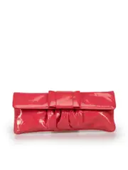Pink Patent Leather Bow Long Clutch