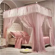 Bed Canopy Mosquito Net for 2m/6.6ft Bed, Luxury Bed Canopy/Bed Curtain for Girls Bedroom Decoration, Stainless Steel Metal Bracket (Color : Style 2, Size : 200x220x200cm)