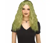 Crimped Sorceress Costume Wig - Green