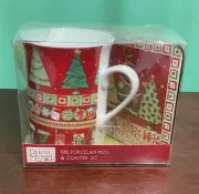 Debbie Mumm Fine Porcelain Mug and Coaster Set. NIB C1