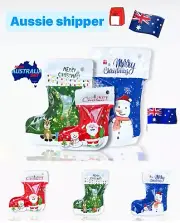 Christmas stockings Favour Bags Boots Shape Santa Snowman Candy Treat Bags 10Pc