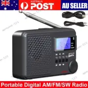 Portable Digital AM FM SW Radio Rechargeable Support SD/USB MP3 Player Clock AU