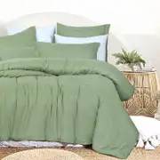 King Single Quilt Cover Set with Extra Standard Pillowcase - Light Sage