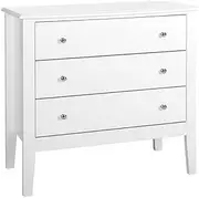 [Artiss] Chest of Drawers 3 Drawer White Tallboy, Dresser Clothes Storage Cabinet Organizer Lowboy Bedside Table Bedroom Furniture Home Living Room Hallway Entryway