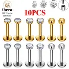 10PCS G23 Titanium Labret Piercing Lip Ring 16G F136 Internal Thread Nose Stud E