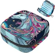 Period Bag,Sanitary Napkin Storage Bag,Unicorn and Rainbow Clouds,Tampon Holder for Purse