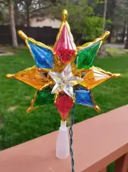 NEW Colorful Jewel tone Christmas Star Tree Topper 8" LIGHTED MULTI COLOR