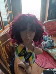 Burgandy Curly Bob Synthetic. Tangle Free Wig