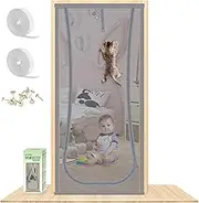 MYPIN Cat Screen Door, Heavy Duty Pet Screen Door, Upgraded Cat Door Screen to Keep Cats in with Zipper for Home, Bedroom, Living Room, Kitchen, Patio (81.5CM x 210CM)
