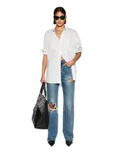 Oversized Shirt Womens Button Up Top - Blue Stripe | Ksubi ++