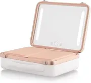 [Beautifect] Box, White, Large Makeup Bag with LED Light Mirror