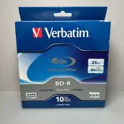 *NEW* Verbatim Blu-ray Disc BD-R 25GB 6X 10 Pack In A Spindle Blu-Ray Recordable