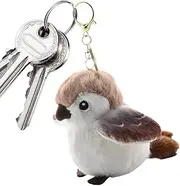 Bird Plush Key chain ? Realistic Sparrow Pendant, Cute Bag Charm | Soft Decorative Bird Key Ring for Backpack, Purse, Wallet, School Bag, Tote, Portable Plush Accessory for Kids and Adults