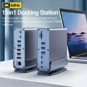 15-in-1 USB-C Docking Station Triple Display, 4K 60Hz HDTV Dual Outputs, Display