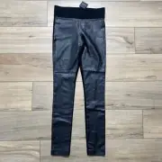 Club Monaco Womens Tasha Leggings Size 00 Black Faux Leather Front