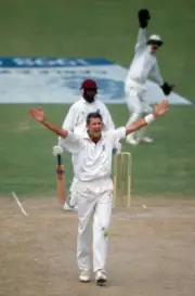West Indies batsman Brian Lara survived this LBW appeal from - Old Cricket Photo
