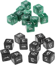 B Baosity 20x Six Sided D6 Numbered &D RPG Table Board Card Game Favour Toy, Green and Black, 16mm