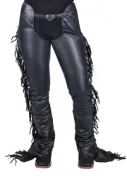 Western Equitation Show Chaps - Black Smooth Leather - Sizes XS,S,M,L,XL
