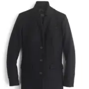 NWT-2P-J.Crew Regent topcoat in double-serge wool - Black