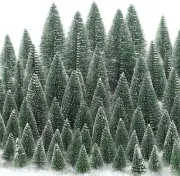 80 Pcs Christmas Village Trees Mini Dollhouse Christmas Tree Pine Cedar Trees wi