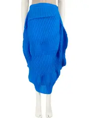 Blue Pleated Midi Skirt