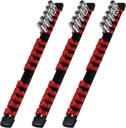 Heavy Duty Socket Holder Kit, ABS Socket Rail 3/8-Inch X 15 Clips Red, 3 Pieces