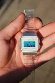 Sea Blue – Modified Watch Based on Casio F-91W – Transparent White Case