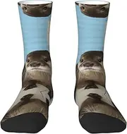 [EdWal] Soft cute otter print Moisture Wicking Socks Sports Socks for Men and Women Warm thermal Boot Hiking Socks