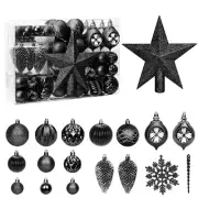 100PCS Christmas Tree Balls Ornaments Set with Christmas Tree Topper, Black C...