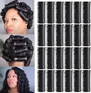 Large Perm Rods For Long Hair,24Pcs Black Plastic Cold Wave Rods For Hair Rods Jumbo Perm Rods For Short Natural Hair Rollers Curling and DIY Hairdressing