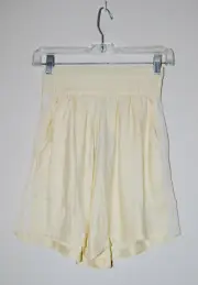 NWT adidas Women's Pale Yellow Three Stripe Loose Satin Shorts sz XS