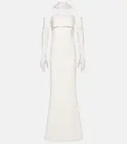 [Safiyaa] Safiyaa Roshana sash crêpe gown with gloves AU 16 white