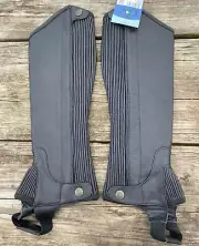 Ovation stretch ribbed full grain leather black Half Chaps medium