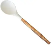 Naturally Med Silicone Round Spoon (White) with Olive Wood Handle