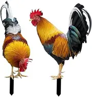 POPETPOP Outdoor Decor Acrylic Chicken Stake Garden Rooster Sign Lawn Ornament Attractive Yard Art