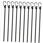 12 Bungee Cords with Hooks - Long Cord Rope Pack in 4 different lengths black