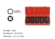 1/2" Dr Cr-Mo 12PT Double Hex 78mmL Deep Impact Socket 5pc Set:30,32,34,35,36mm