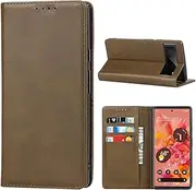 Cavor for Google Pixel 6 Case, Pixel6 Cowhide Pattern PU Leather Cases Flip Magnetic Kickstand Book Wallet Cover Phone Case with Card Slots(6.4") -Dark Green