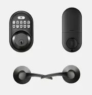 Keyless Entry Door Lock, Black Digital Keypad Deadbolt w/ Lever Handle Kit
