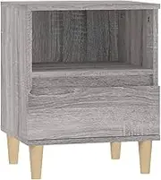 Bedside Table with a Compartment and a Drawer, Mid Century Modern Nightstand End Table for Small Space, Side Table Night Stand for Bedroom, Living Room, Grey Sonoma 40x35x50 cm