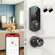 Keyless Entry Door Lock with Handle Set - Fingerprint Front Door Black