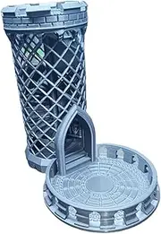 Spiral Stair Dice Tower with Round Tray, 3D-Printing Castle DND Dice Rolling Tower for Dragons and Dungeons D&D Tabletop RPG Games Silvery Gray