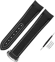 [HAODEE] High Density Nylon Silicone Watchband For Omega Watch Band 20mm 21mm 22mm Rubber Watch Strap folding clasp Curved end wristwatches belt
