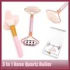 3 In 1 Rose Quartz Roller Gua Sha Mask Brush Set Facial Massager Health Care New