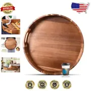 Polished 20-Inch Acacia Wood Serving Tray with High Sides - Ideal for Parties