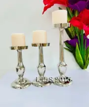 Set of 3 Pcs Handmade Candle Stick Steel Candle Holder, Home, Farmhouse Decor