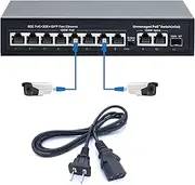 10 Port Unmanaged Ethernet PoE Switch, 1000mbps PoE Switch 8 Ports PoE+ 2 Uplink Ports, IEEE802.3af/at