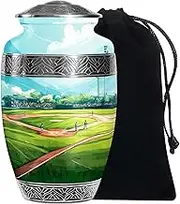 Baseball Memorial Urns for Human Ashes Adult Man - Large Brown Cremation Urns for Adult Male - Classic Funeral Urn for Loss of Mom - Burial Urn for Ashes for Women - 10 Inch