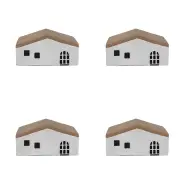 4x Urban Jonah House 12cm Concrete Ornament Home Decor Statue Display Long White